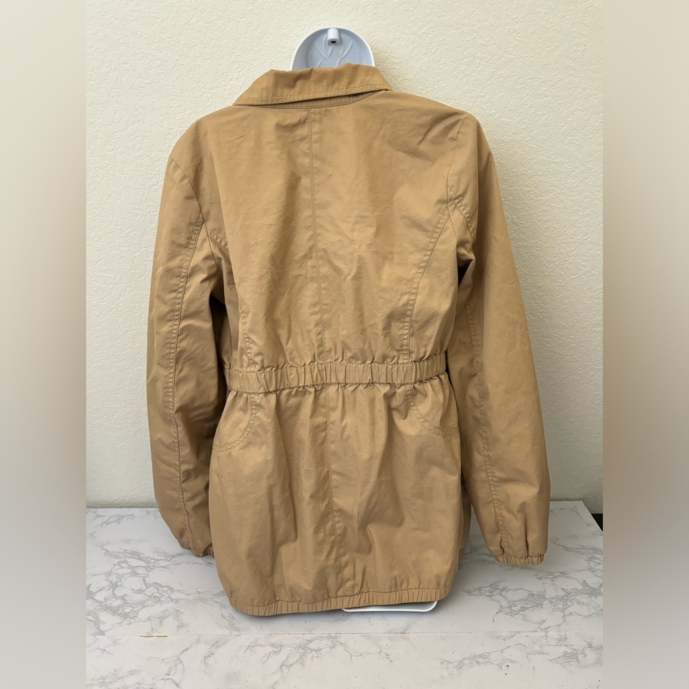 Old Navy Jacket Women's M Khaki Cargo Full Zip Button Collared Roched Waist - Picture 4 of 5